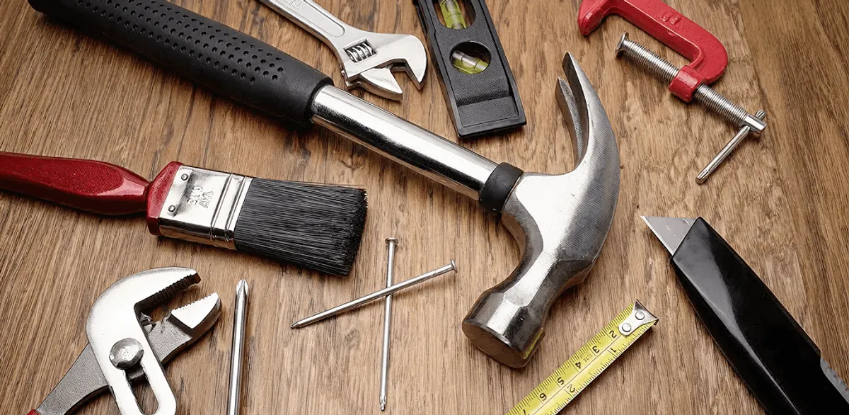 Handyman tools laid out for home repair and maintenance work in Kansas City, MO